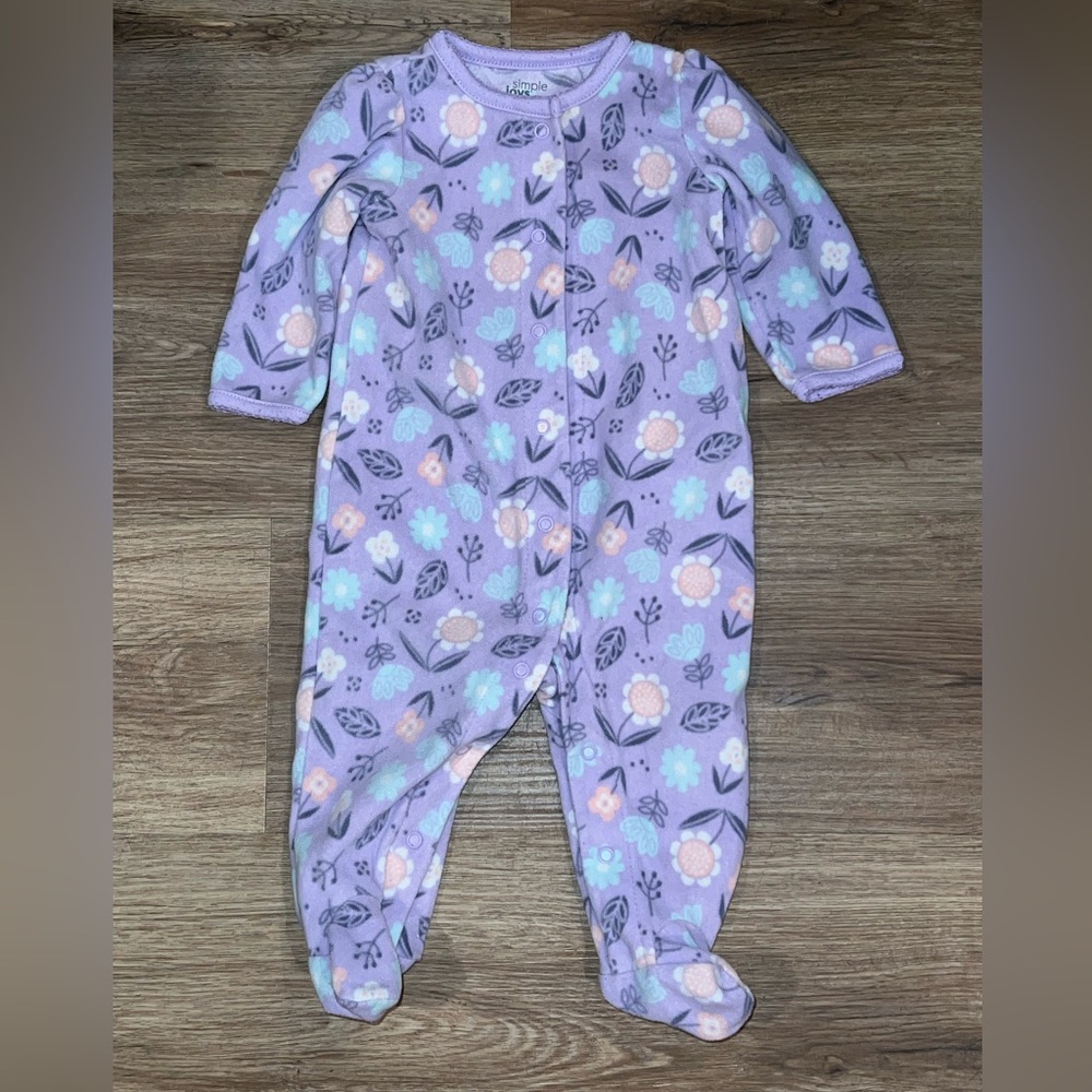 Simple Joys made by Carter's Lavender Floral Fleece Footed Pajamas